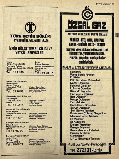 İzmir 1982-1983 Meslek Reklam İlanı Efemera S183