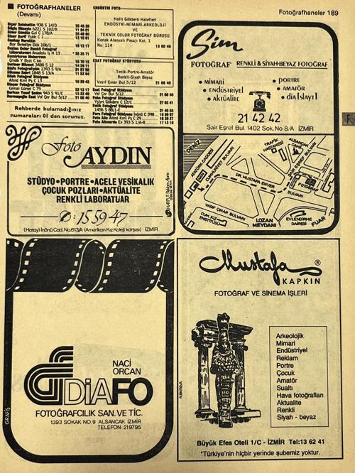 İzmir 1982-1983 Meslek Reklam İlanı Efemera S189