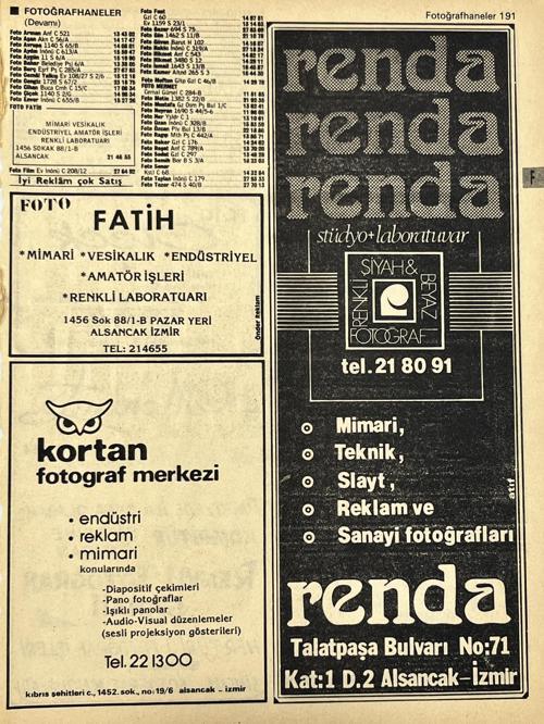 İzmir 1982-1983 Meslek Reklam İlanı Efemera S191