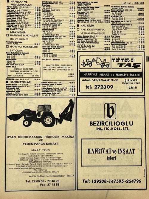 İzmir 1982-1983 Meslek Reklam İlanı Efemera S201