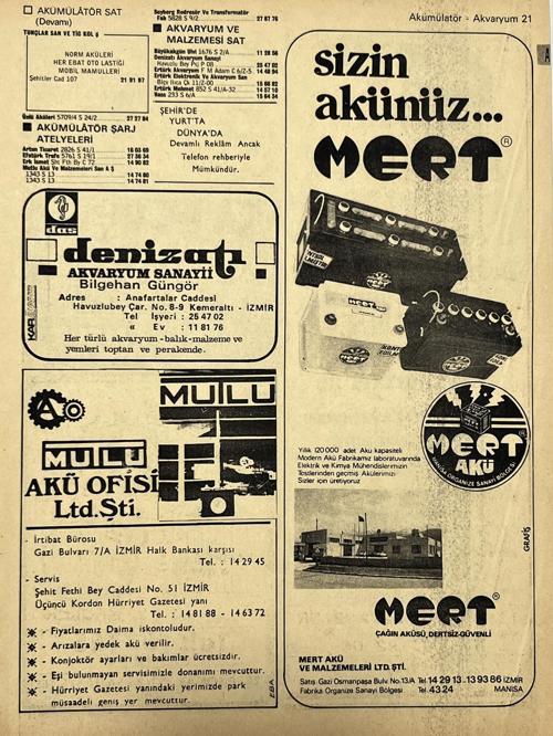 İzmir 1982-1983 Meslek Reklam İlanı Efemera S21