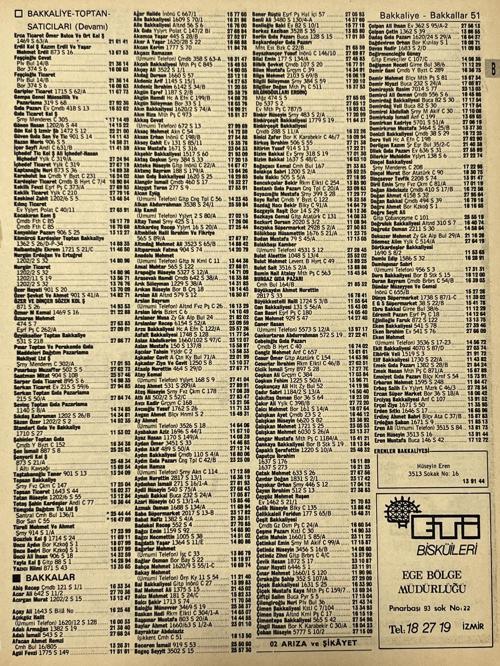 İzmir 1982-1983 Meslek Reklam İlanı Efemera S51