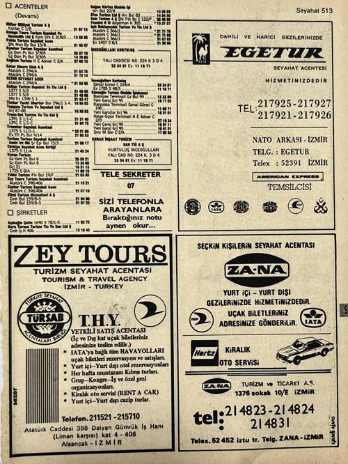 İzmir 1982-1983 Meslek Reklam İlanı Efemera S513