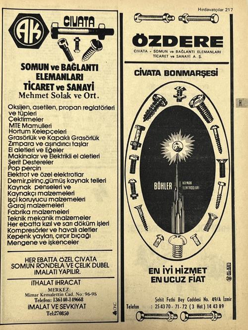 İzmir 1982-1983 Meslek Reklam İlanı Efemera S217