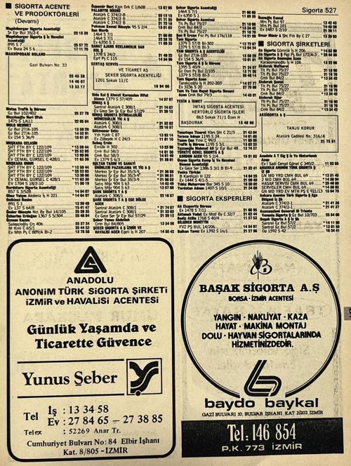 İzmir 1982-1983 Meslek Reklam İlanı Efemera S527