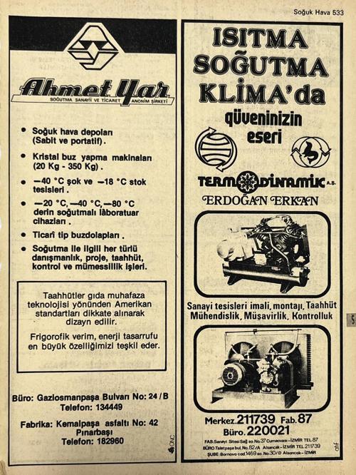 İzmir 1982-1983 Meslek Reklam İlanı Efemera S533