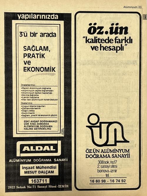 İzmir 1982-1983 Meslek Reklam İlanı Efemera S23