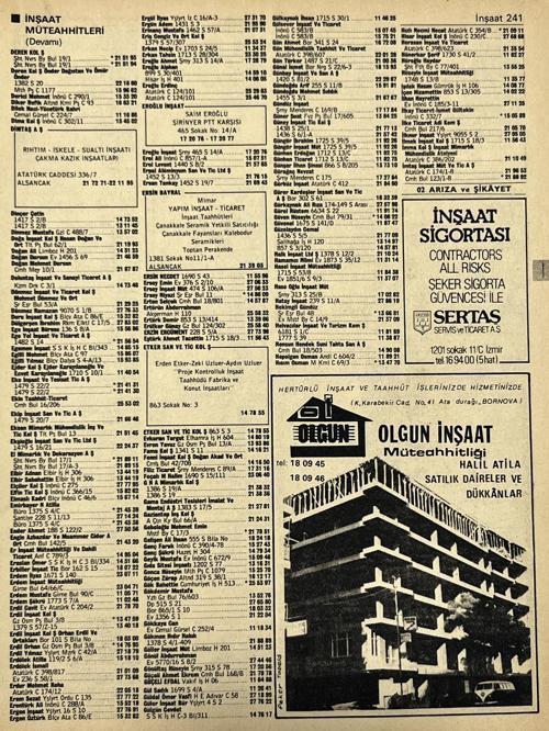 İzmir 1982-1983 Meslek Reklam İlanı Efemera S241