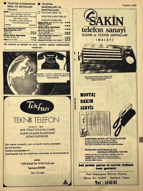 İzmir 1982-1983 Meslek Reklam İlanı Efemera S555