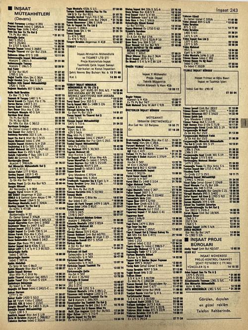 İzmir 1982-1983 Meslek Reklam İlanı Efemera S243