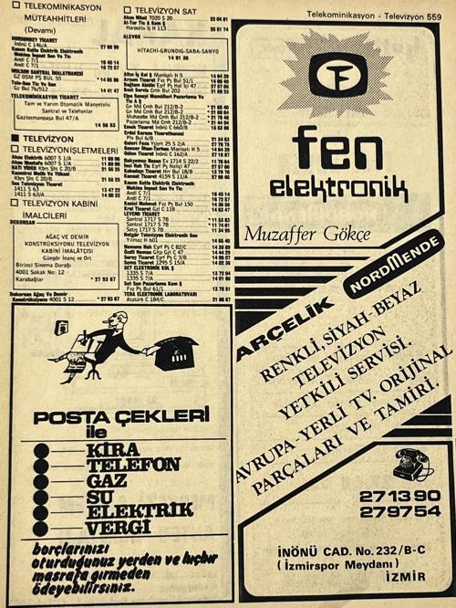 İzmir 1982-1983 Meslek Reklam İlanı Efemera S559