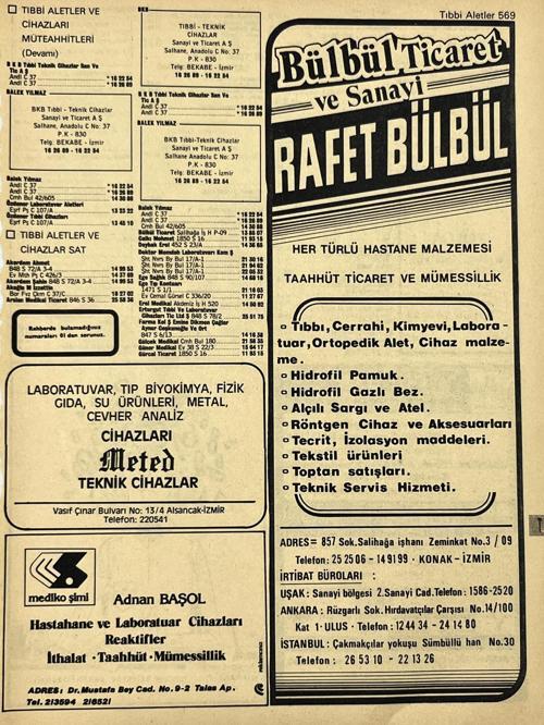 İzmir 1982-1983 Meslek Reklam İlanı Efemera S569