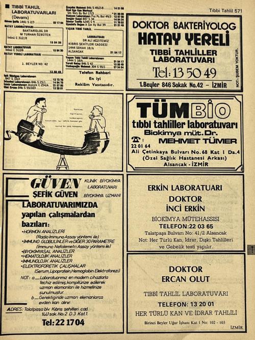 İzmir 1982-1983 Meslek Reklam İlanı Efemera S571