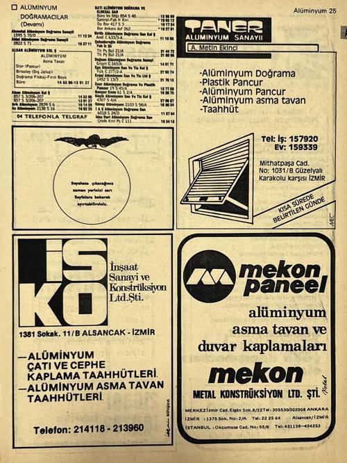 İzmir 1982-1983 Meslek Reklam İlanı Efemera S25