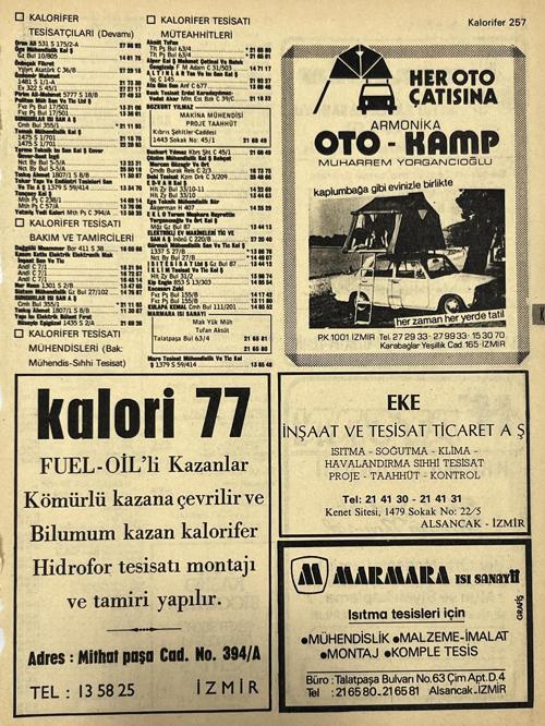 İzmir 1982-1983 Meslek Reklam İlanı Efemera S257