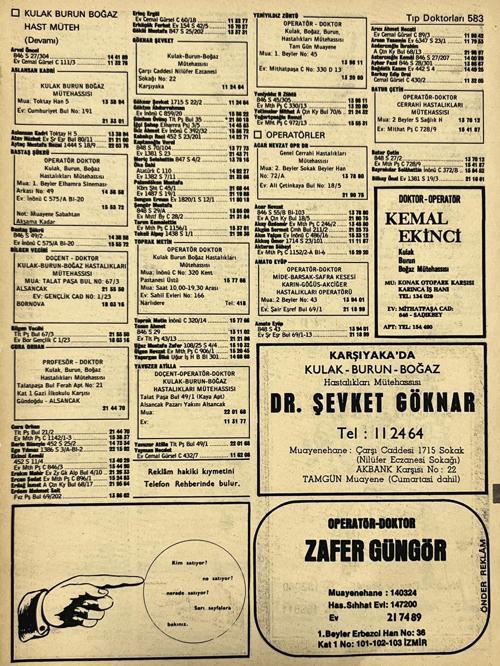 İzmir 1982-1983 Meslek Reklam İlanı Efemera S583