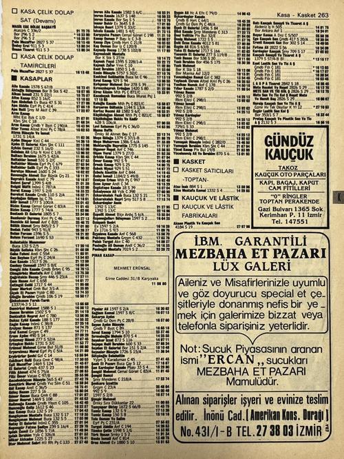 İzmir 1982-1983 Meslek Reklam İlanı Efemera S263