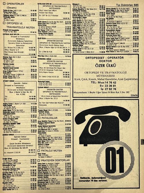 İzmir 1982-1983 Meslek Reklam İlanı Efemera S585