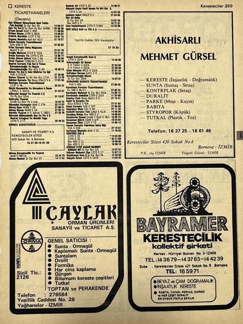 İzmir 1982-1983 Meslek Reklam İlanı Efemera S269