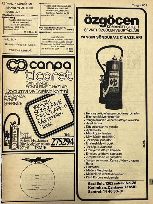 İzmir 1982-1983 Meslek Reklam İlanı Efemera S603