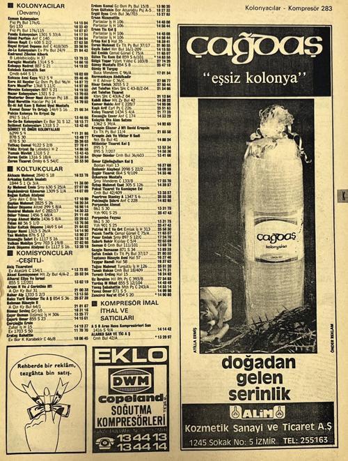 İzmir 1982-1983 Meslek Reklam İlanı Efemera S283