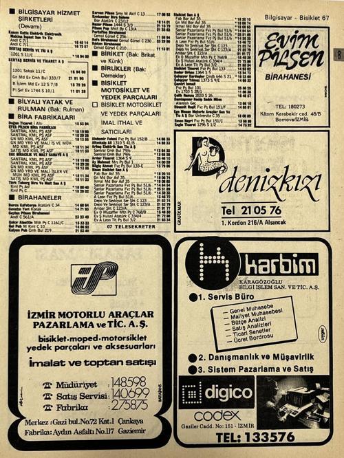 İzmir 1982-1983 Meslek Reklam İlanı Efemera S67