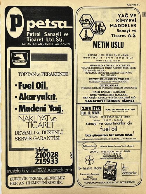 İzmir 1982-1983 Meslek Reklam İlanı Efemera S7