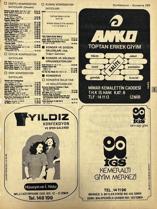 İzmir 1982-1983 Meslek Reklam İlanı Efemera S299