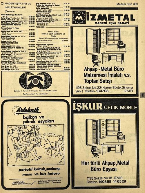 İzmir 1982-1983 Meslek Reklam İlanı Efemera S309