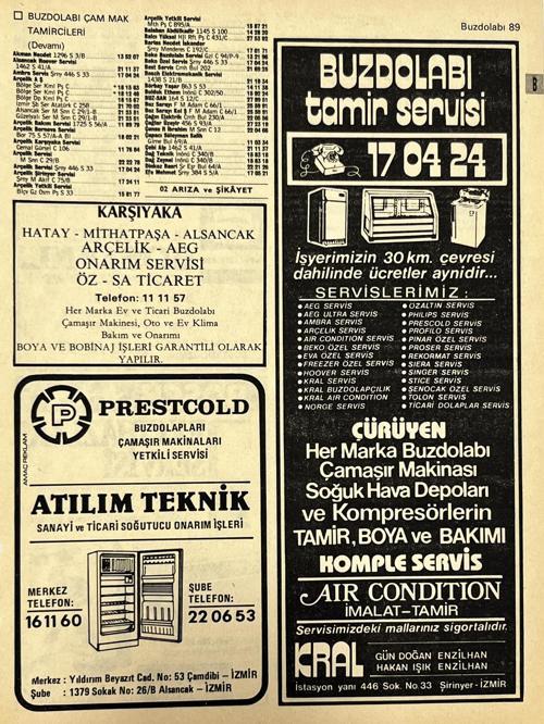 İzmir 1982-1983 Meslek Reklam İlanı Efemera S89