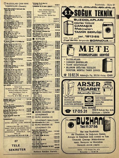 İzmir 1982-1983 Meslek Reklam İlanı Efemera S91