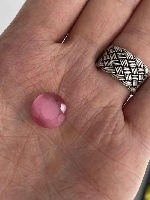 Faset Kesim Kedi Gözü Taş 14mm Pembe 1 Adet
