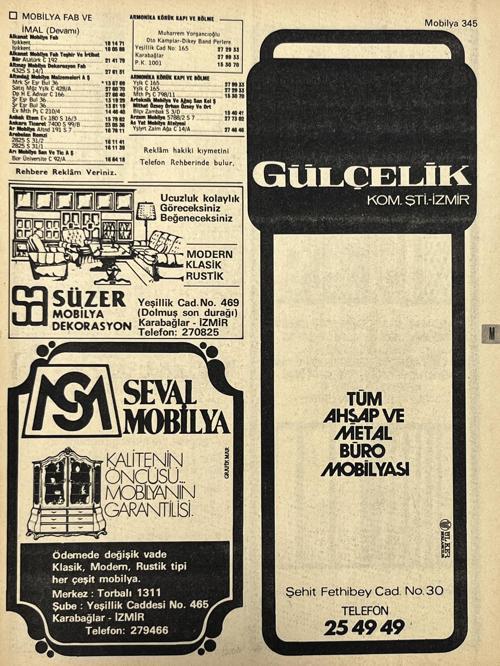 İzmir 1982-1983 Meslek Reklam İlanı Efemera S345