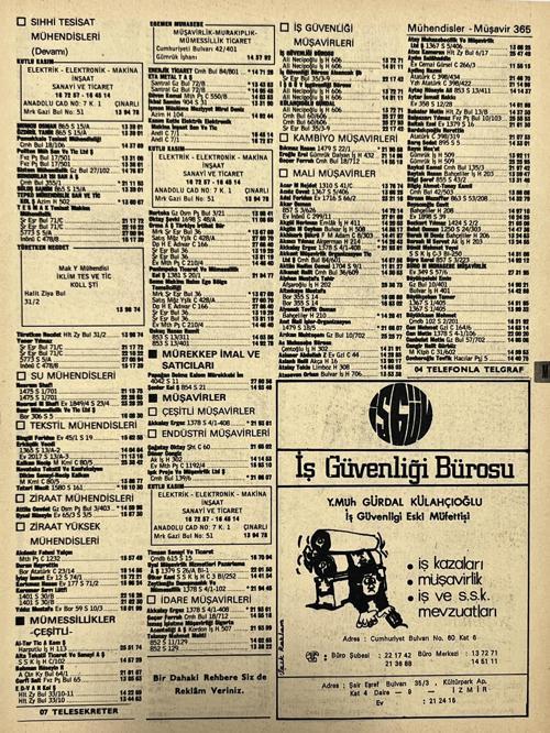 İzmir 1982-1983 Meslek Reklam İlanı Efemera S365