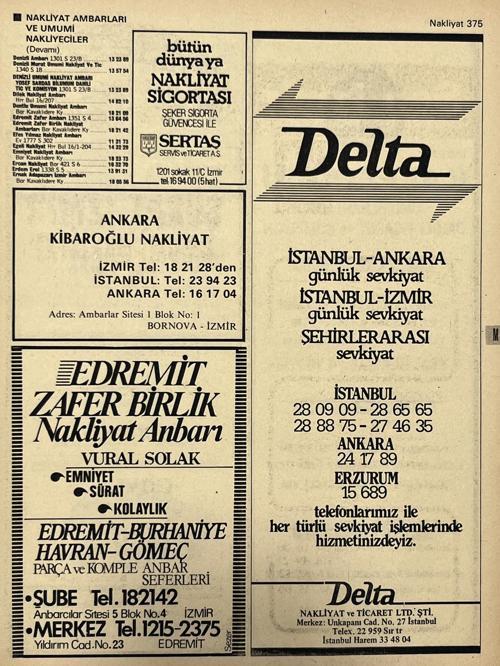 İzmir 1982-1983 Meslek Reklam İlanı Efemera S375