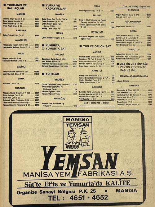 Manisa 1987 Meslek Reklam İlanı Efemera S-119