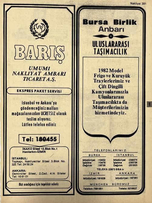 İzmir 1982-1983 Meslek Reklam İlanı Efemera S381