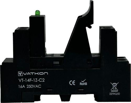 Vatkon VT-14F-1Z-C2 Çift Kontak (8 Pinli) Role Tutucu (1 Adet)