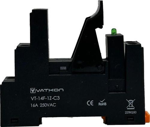 Vatkon VT-14F-1Z-C3 Çift Kontak (8 Pinli) Role Tutucu (1 Adet)