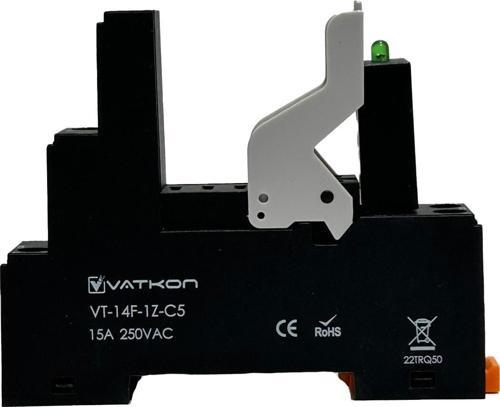 Vatkon VT-14F-1Z-C5 Ledli Çift Kontak (8 Pinli) Role Tutucu (1 Adet)
