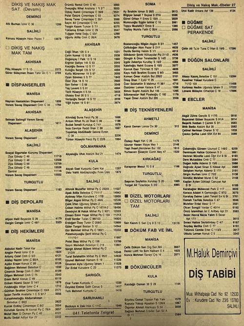 Manisa 1987 Meslek Reklam İlanı Efemera S-27
