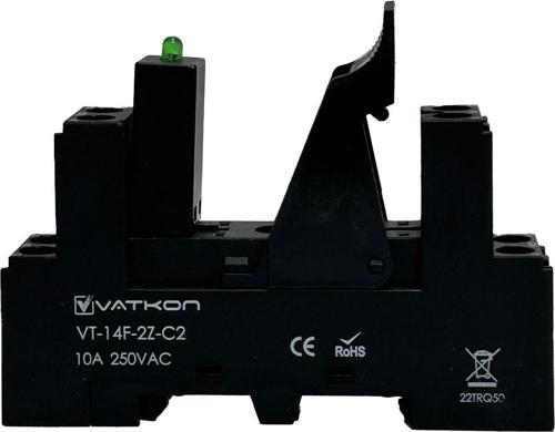 Vatkon VT-14F-2Z-C2 Çift Kontak (8 Pinli) Role Tutucu (1 Adet)