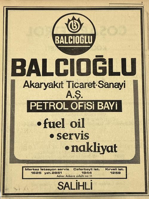Manisa 1987 Meslek Reklam İlanı Efemera S-3