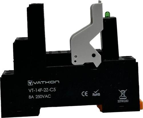 Vatkon VT-14F-2Z-C5 Ledli Çift Kontak (8 Pinli) Role Tutucu (1 Adet)