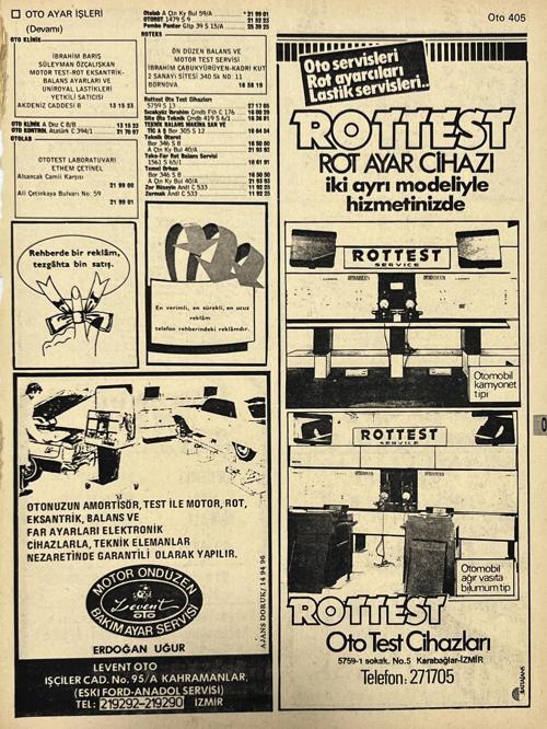 İzmir 1982-1983 Meslek Reklam İlanı Efemera S405