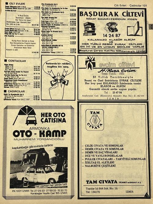 İzmir 1982-1983 Meslek Reklam İlanı Efemera S101