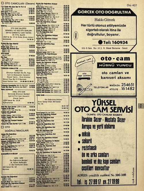İzmir 1982-1983 Meslek Reklam İlanı Efemera S407