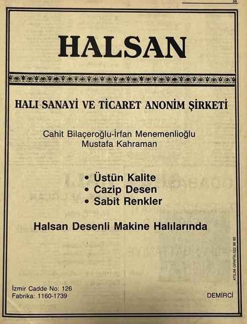 Manisa 1987 Meslek Reklam İlanı Efemera S-39