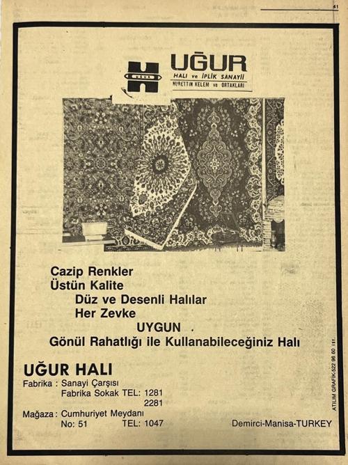 Manisa 1987 Meslek Reklam İlanı Efemera S-41