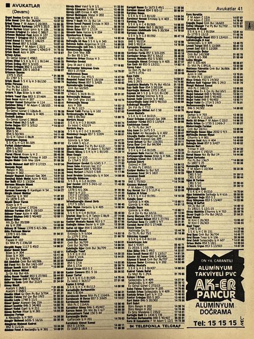 İzmir 1982-1983 Meslek Reklam İlanı Efemera S41